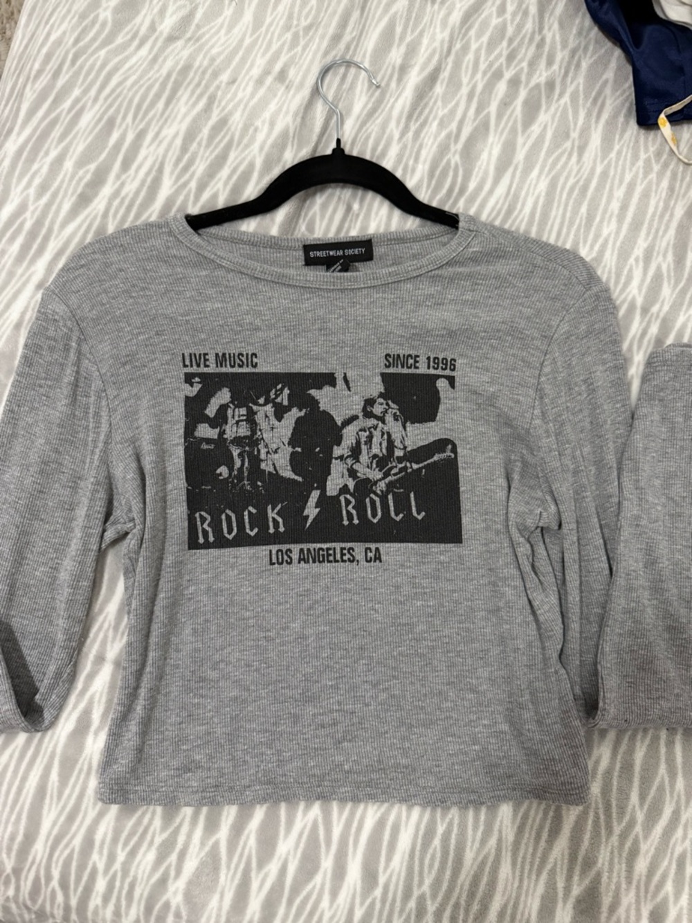 Gray & Black 'Rock & Roll' Long Sleeve Tee